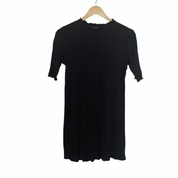 Aqua Black Ruffle Ribbed Tunic Top - Picture 1 of 9